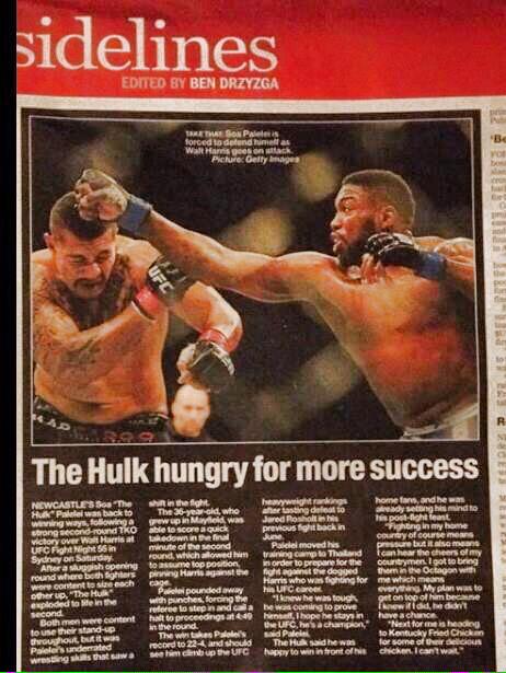 soathehulk's tweet photo. Soa "The Hulk" in Newcastle Herald News Paper #UFCFightNight55 #Blessed http://t.co/Igrsu5CR0r