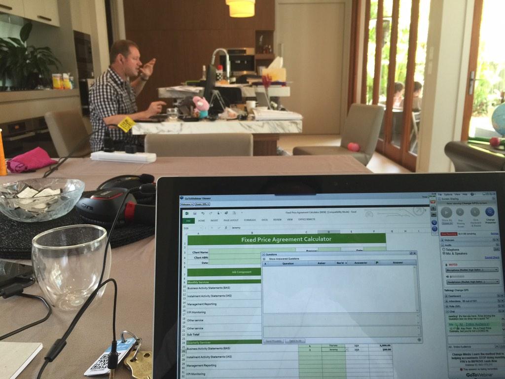 HarveePene's tweet photo. @ChangeGPS webinar live from @Timothy_Munro's house as @change_brisbane office is closed re: #G20Brisbane http://t.co/gCMVR9Tbut