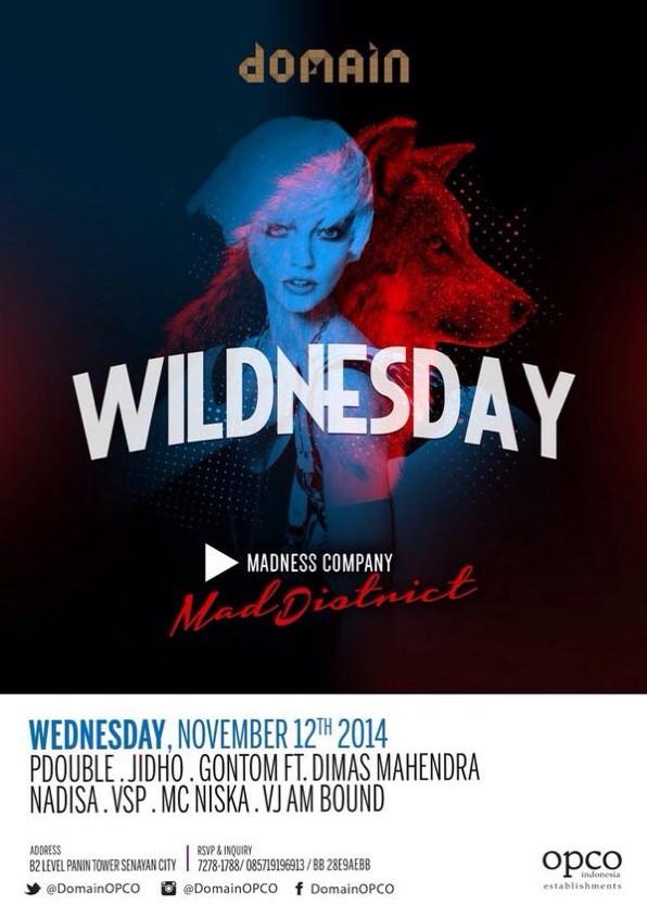 3delapan's tweet photo. [EVENT] TONIGHT!! We'll be at @domainOPCO "WILDNESDAY: MAD DISCTRICT" by @MadnessCoID. See you there. #3delapan http://t.co/8lj7lN5E7a