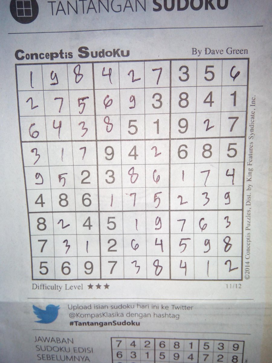 siddmur's tweet photo. @KompasKlasika # tantangansudoku http://t.co/8FwjpsqOvB