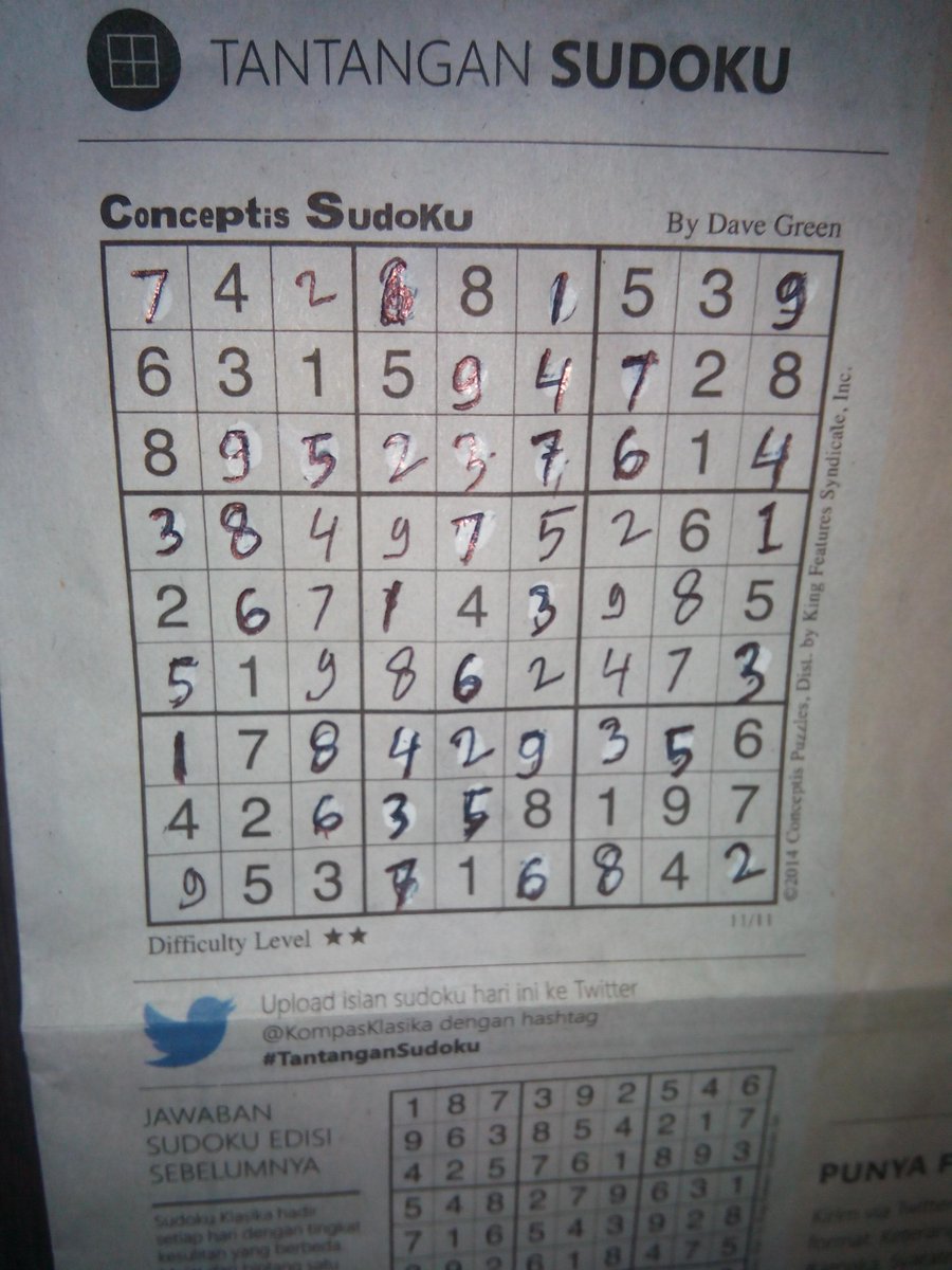 siddmur's tweet photo. @KompasKlasika # tantangansudoku 11nov2014 # klasika2 http://t.co/acccGMIR5f