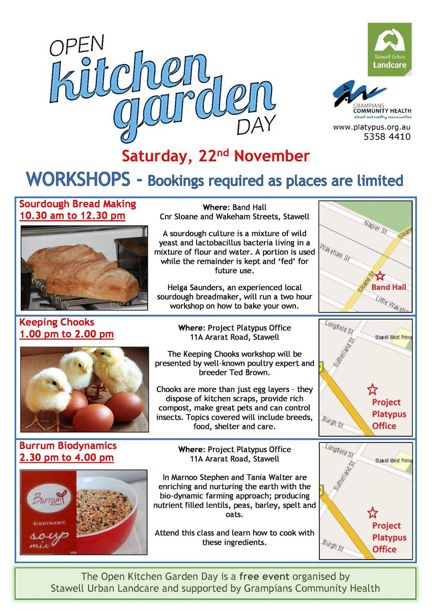PlatypusProject's tweet photo. Stawell Urban Landcare Group with support from Grampians Community Health present Open Kitchen Garden Day http://t.co/cXv2FlkmB2