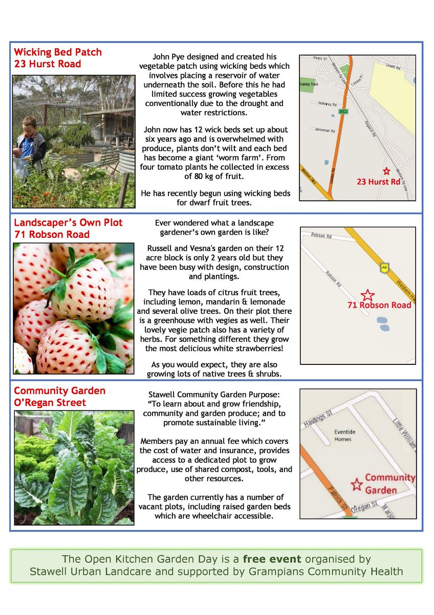 Stawell Urban Landcare Group with support from Grampians Community Health present Open Kitchen Garden Day