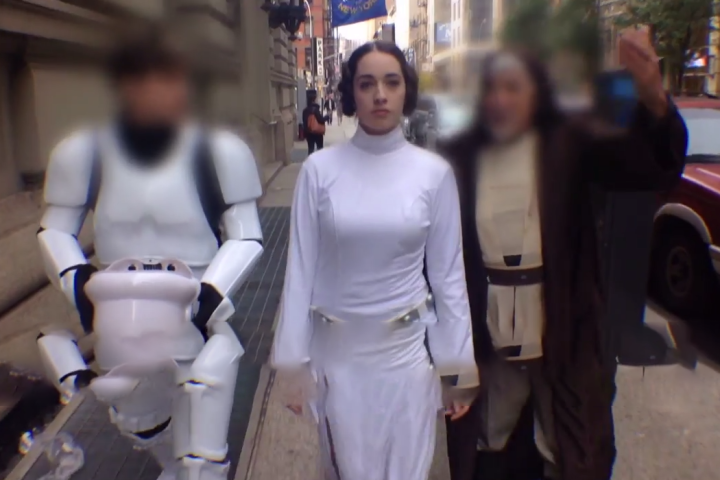 nypost's tweet photo. There's now a "10 Hours Of Princess Leia Being Catcalled While Walking Around NYC" video http://t.co/XNhAUVXVRZ http://t.co/v5j4fuXm0I