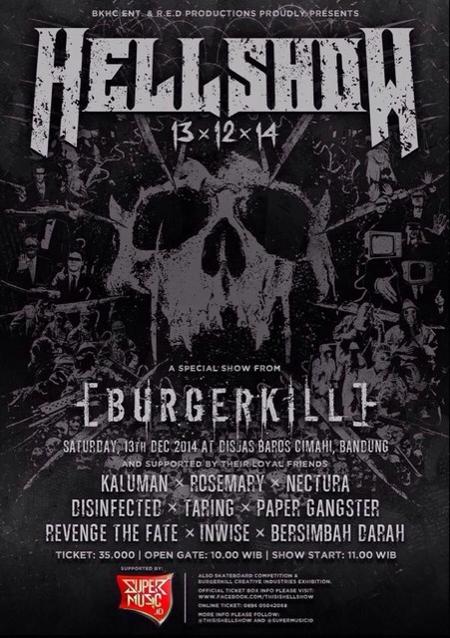 mitimusik's tweet photo. #HellShow2014 Dec, 13rd 2014 @ThisIsHellshow @burgerkill666 at Disjas Baros, Cimahi - tix 35rb http://t.co/lyFxZwHOFU http://t.co/Ivft81k4rc
