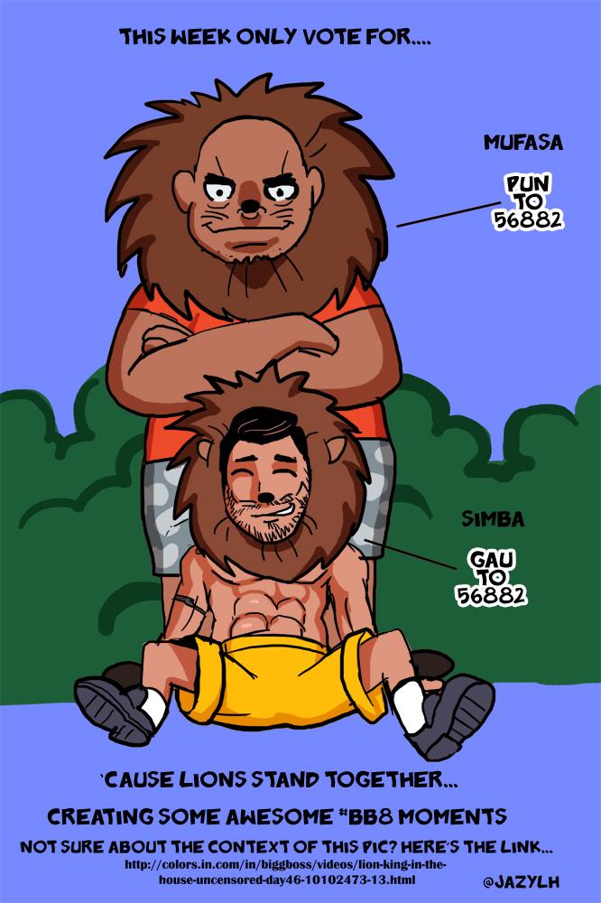 JazylH's tweet photo. #bb8 nominations are pretty clear. Now we vote & save the 2 lions in da House.Not the #paglols :P @BiggBoss #gogulati http://t.co/Y8qpmSS78h
