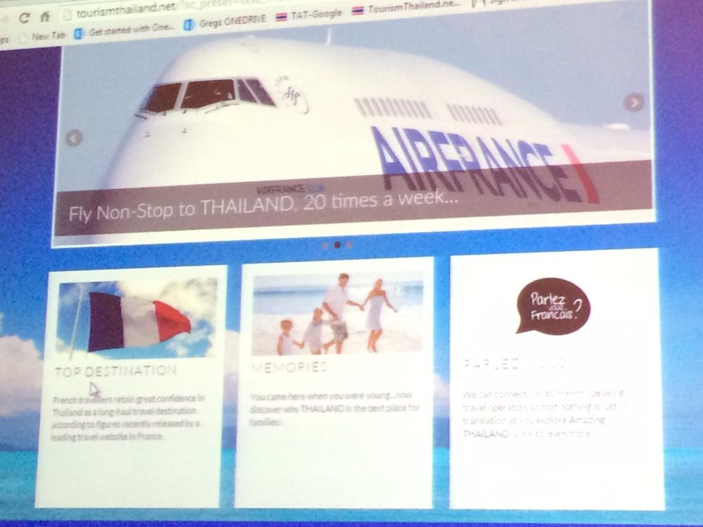 mikeynhk's tweet photo. Customer experience. How a French visitor views a visit Thailand website. @ClickZAsia @Sitecore #CZLBKK http://t.co/23XlcyTfv3