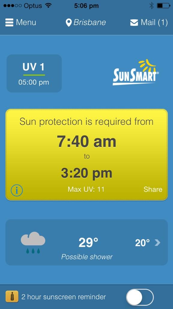 fvundsa's tweet photo. SunSmart app fantastic information for daily UV strengths http://t.co/OBt8w2vs7X