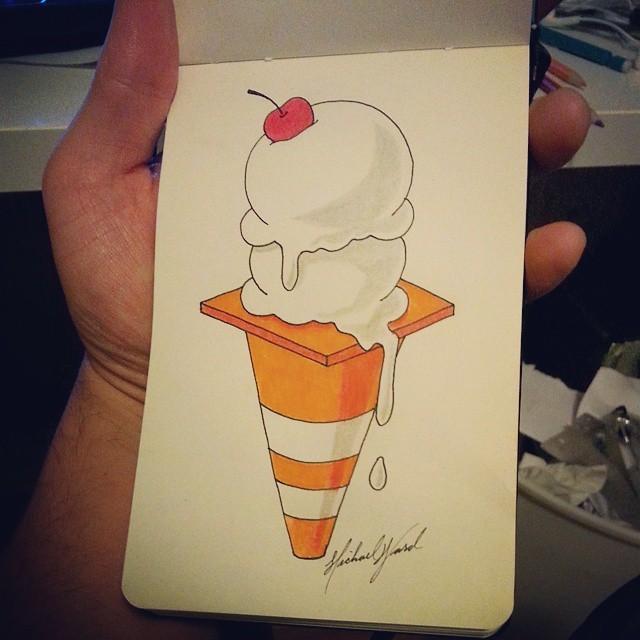 MrMGWard's tweet image. The doodles continue tonight! We all scream for #icecream :P @badpylon #doodles #pylon #badpylon #trafficcone #co...
