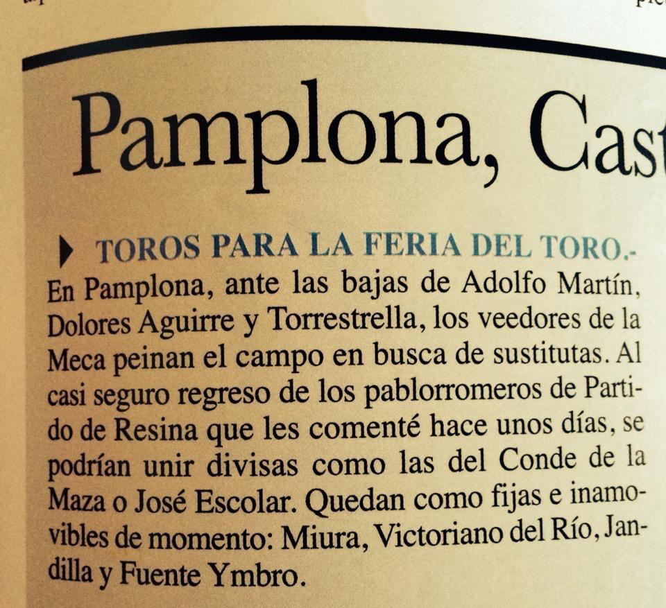 CdEncierros's tweet photo. Poco a poco vamos conociendo las ganaderías para la Feria del Toro 2015 de Pamplona http://t.co/mT34uqS4xj