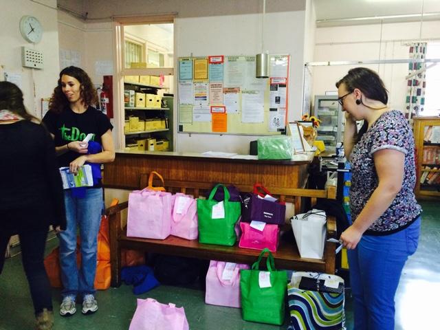 Handing out baby boxes at Rahima Moosa hospital!