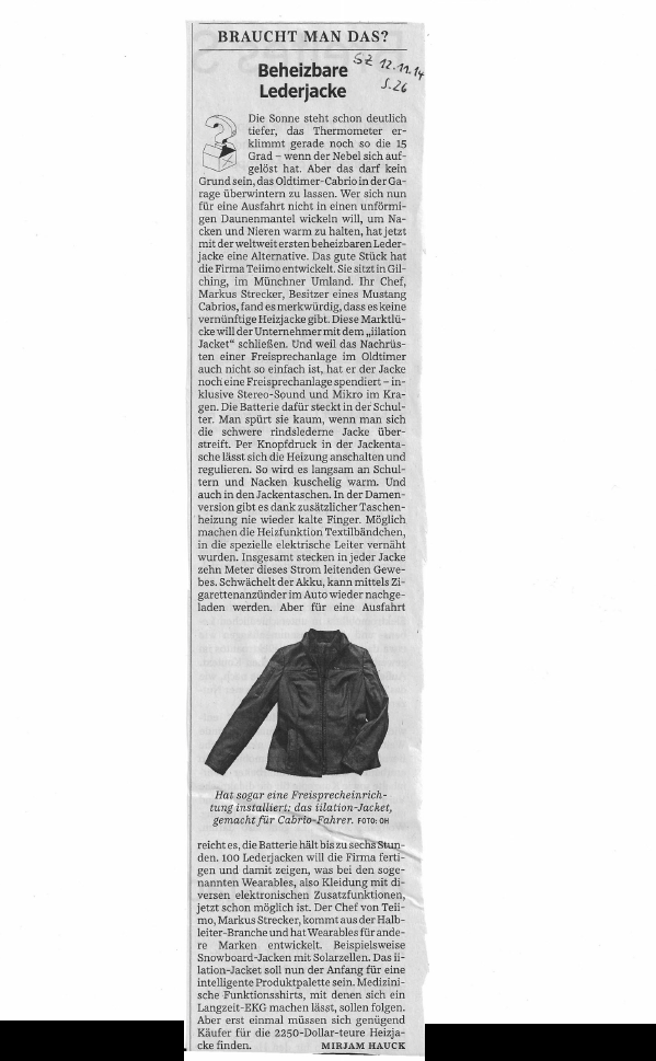 Teiimo's tweet photo. Starting the day with coverage about the #iilationJacket in one of the largest newspapers in Germany. Thx to @SZ! http://t.co/Zh9Qyaxr5o