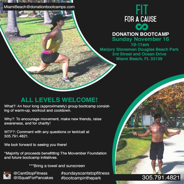 JohnnaMinx's tweet photo. Join us Sunday in #miamibeach for a donation #bootcamp! Proceeds benefit #movember foundation! http://t.co/5tsBgpEHEm http://t.co/MqT461gUke