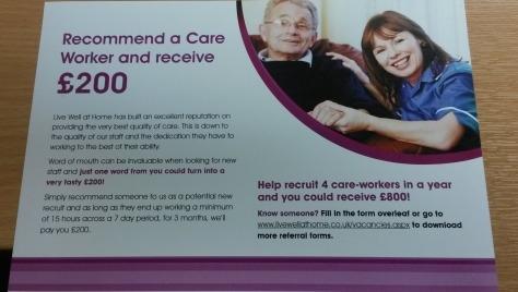 LiveWell_AtHome's tweet photo. Live Well at Home Carers - Recommend a Care Worker and you will receive £200 once they pass their 3 month probation. http://t.co/tVuuTe1tyb