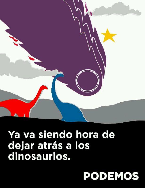PODEMOS's tweet image. Podemos ha convertido a los partidos tradicionales en reservas de Parque Jurásico. Dejemos atrás a los dinosaurios.