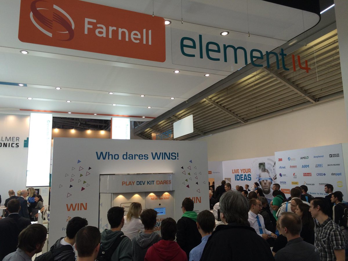 Act_to_Attract's tweet image. Who Dares WINS! Dev Kit Dares machine pulling in the crowds at #Electronica2014 #event #Germany @element14