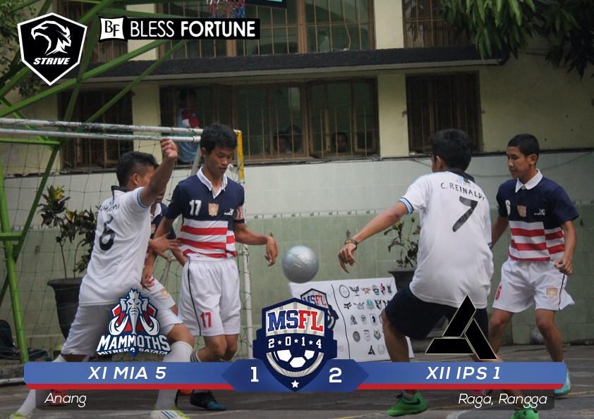 osismisa's tweet photo. Hasil pertandingan pertama hari ini antara XI MIA 5 ( @Official_Mammot ) vs XII IPS 1 ( @LEGACYMISA ) :D #MSFL2014 http://t.co/WQel7w6NZE
