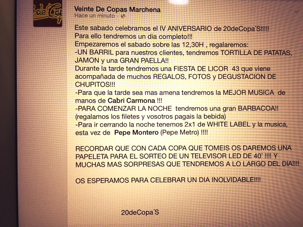 20_decopas's tweet photo. Este sábado 15 Noviembre !!! Vuelve el IV ANIVERSARIO 20deCopa'S!!!! No os lo podéis perder!!!! http://t.co/AKMeAonV62
