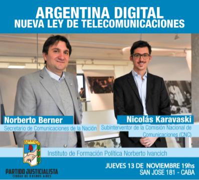 InstitutoPJ's tweet photo. Mañana a las 19:00 en el @PJCiudad hablamos de #ArgentinaDigital con el secretario de Comunicaciones, Norberto Berner http://t.co/MlMTSkB18o