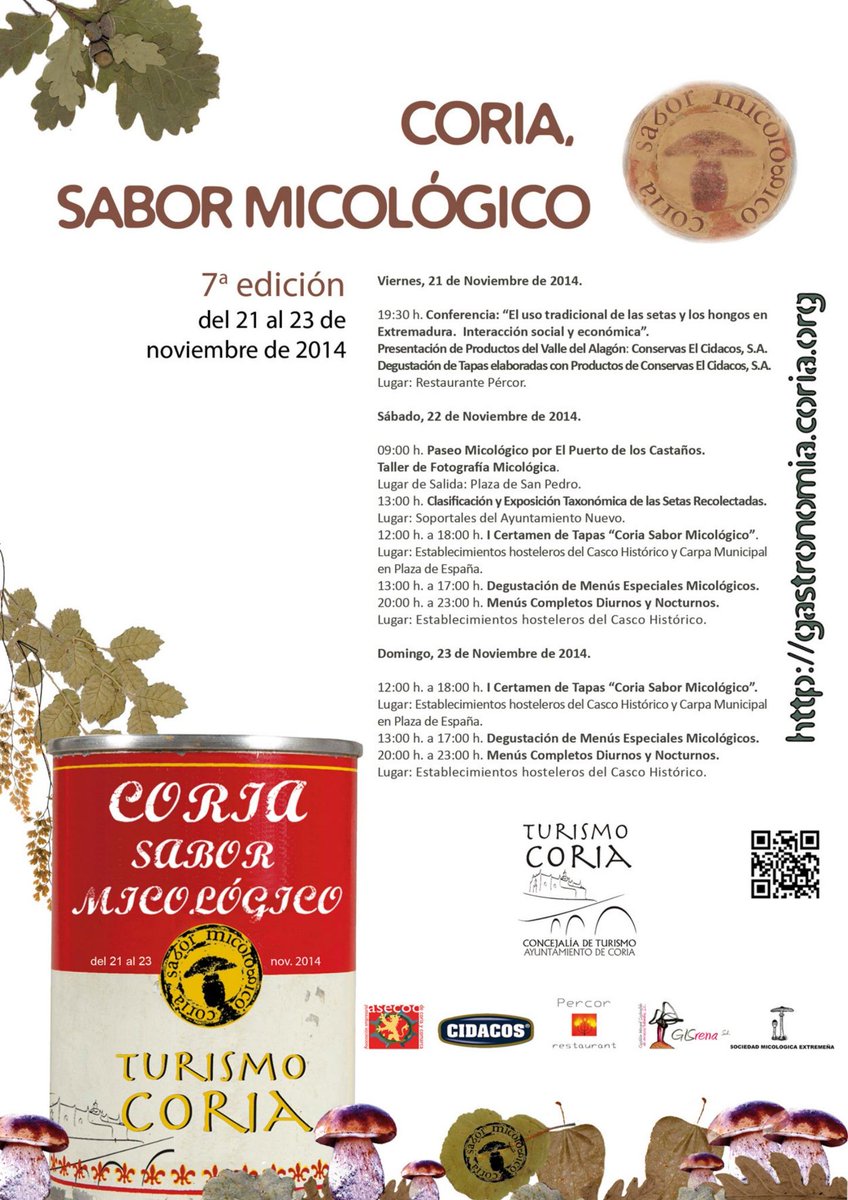 Ayto_de_Coria's tweet photo. 7ª EDICIÓN DE LA SEMANA GASTRONÓMICA "CORIA, SABOR MICOLÓGICO" DEL 21 AL 23 DE NOVIEMBRE - http://t.co/TpDiQ2NXuF http://t.co/KXLd6zuDXi