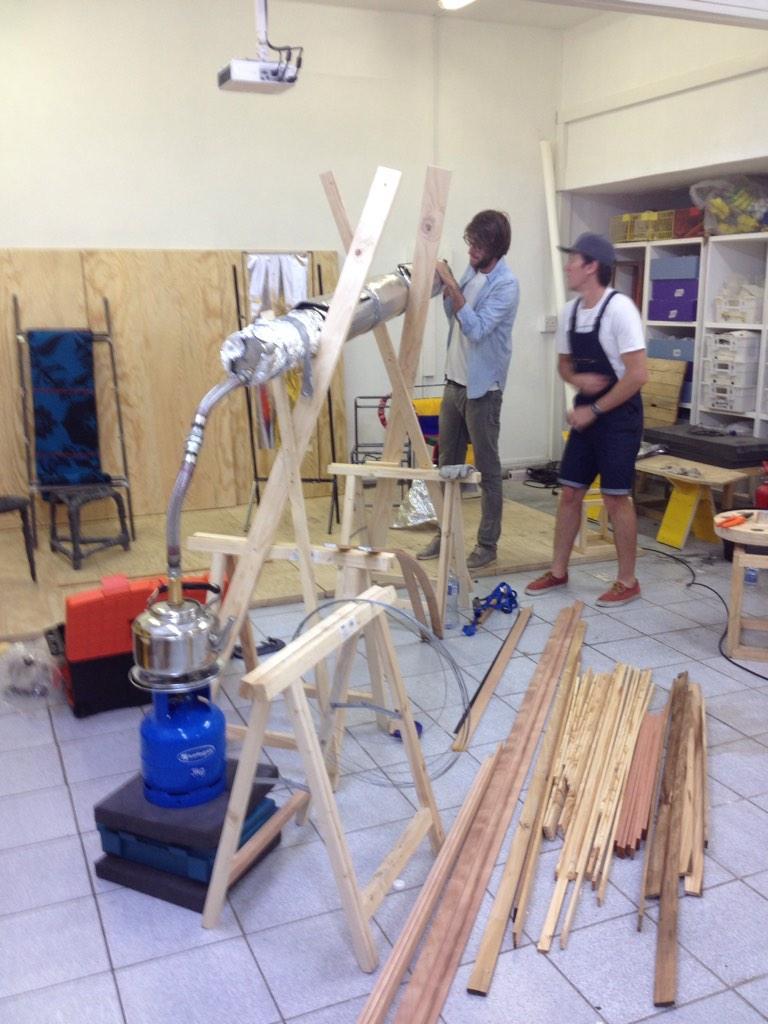 elevator3000's tweet photo. Steam bending wood at my ML with breaded escalope! @danino http://t.co/Tv0slt9p0b