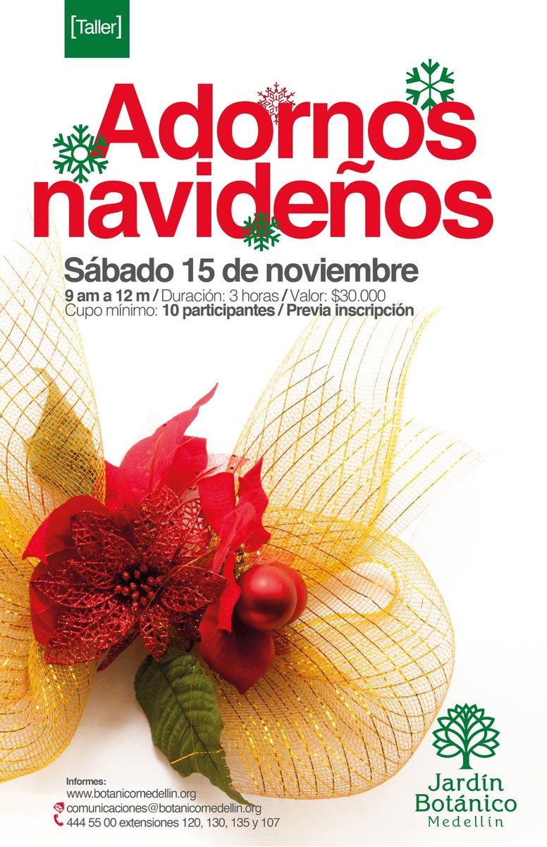 Este 15 de noviembre prográmese y diseñe su propia decoración para Navidad. Inscripciones abiertas.