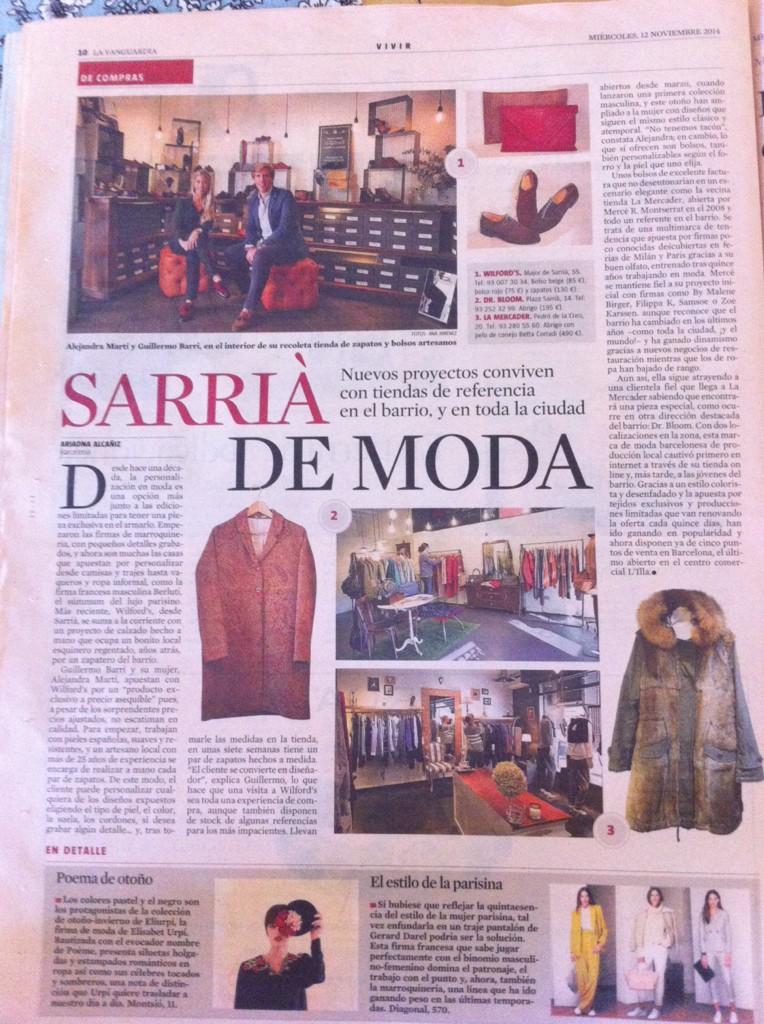 aalcaniz's tweet photo. Hoy en #DeCompras de @LaVanguardia hablamos de Sarrià con @WilfordsBCN , @DrBloom_Store y más! #press #lovemyjob http://t.co/OLAGXN6wwb