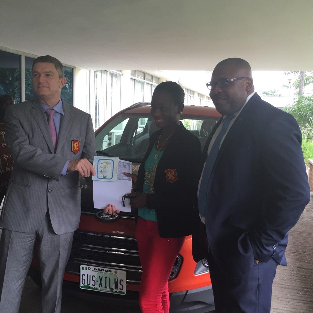bhmng's tweet photo. #GusTheMission XI 'last woman standing' @dazzlinsam is being presented with keys &amp; documents for her car. http://t.co/prJAOQP41v