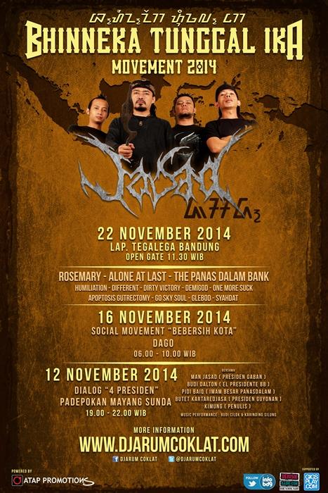 "Bhinneka Tunggal Ika Movement 2014" w/ <a href="/Jasad_bdm/">JASAD OFFICIAL</a> <a href="/ROSEMARYsk8punk/">ROSEMARY SKATEPUNK</a> 22/11 at Lap. Tegalega - <a href="/AtapPromotions/">IG: atap_promotions</a>
