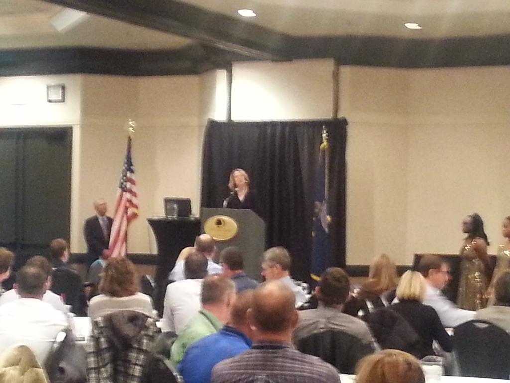 NAESPzone8's tweet photo. KAESP President Annie Deiderich welcomes Kansas principals to the state conference http://t.co/xLgowgmkps