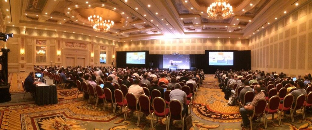 benkershner's tweet photo. @2lemetry CEO @kyleroche on stage at @AWSreInvent. http://t.co/KE56ThD4Dy