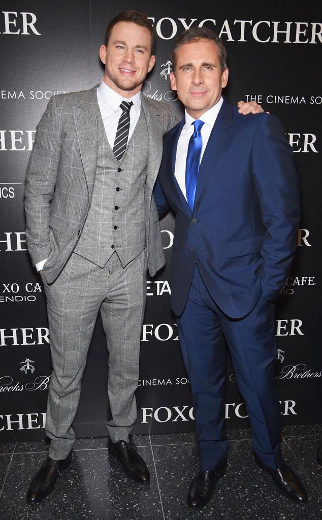 We're with <a href="/ChanningTatum/">Channing Tatum</a> &amp; <a href="/SteveCarell/">john</a> at the #Foxcatcher premiere tonight: Catch their hilarious interviews at 7!