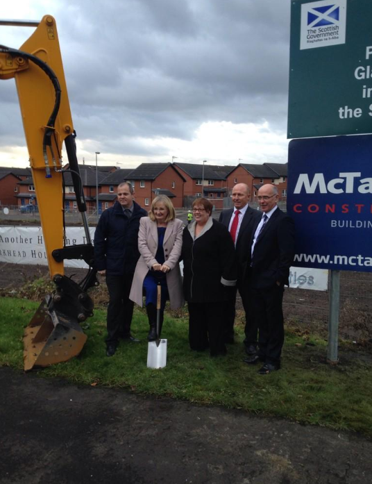 Fantastic seeing <a href="/ParkheadHA/">Parkhead HA</a> launching a new social housing dev on #housingday <a href="/strangparkhead/">James Strang</a> <a href="/Margaret_Curran/">Margaret Curran</a>
