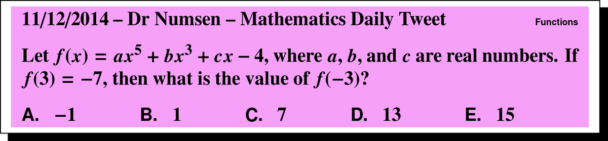 DrNumsenMath's tweet photo. Odd function question today for #UILMath Tweet!  Answer: http://t.co/o51DH7eA8y http://t.co/gVZtNFNBYO