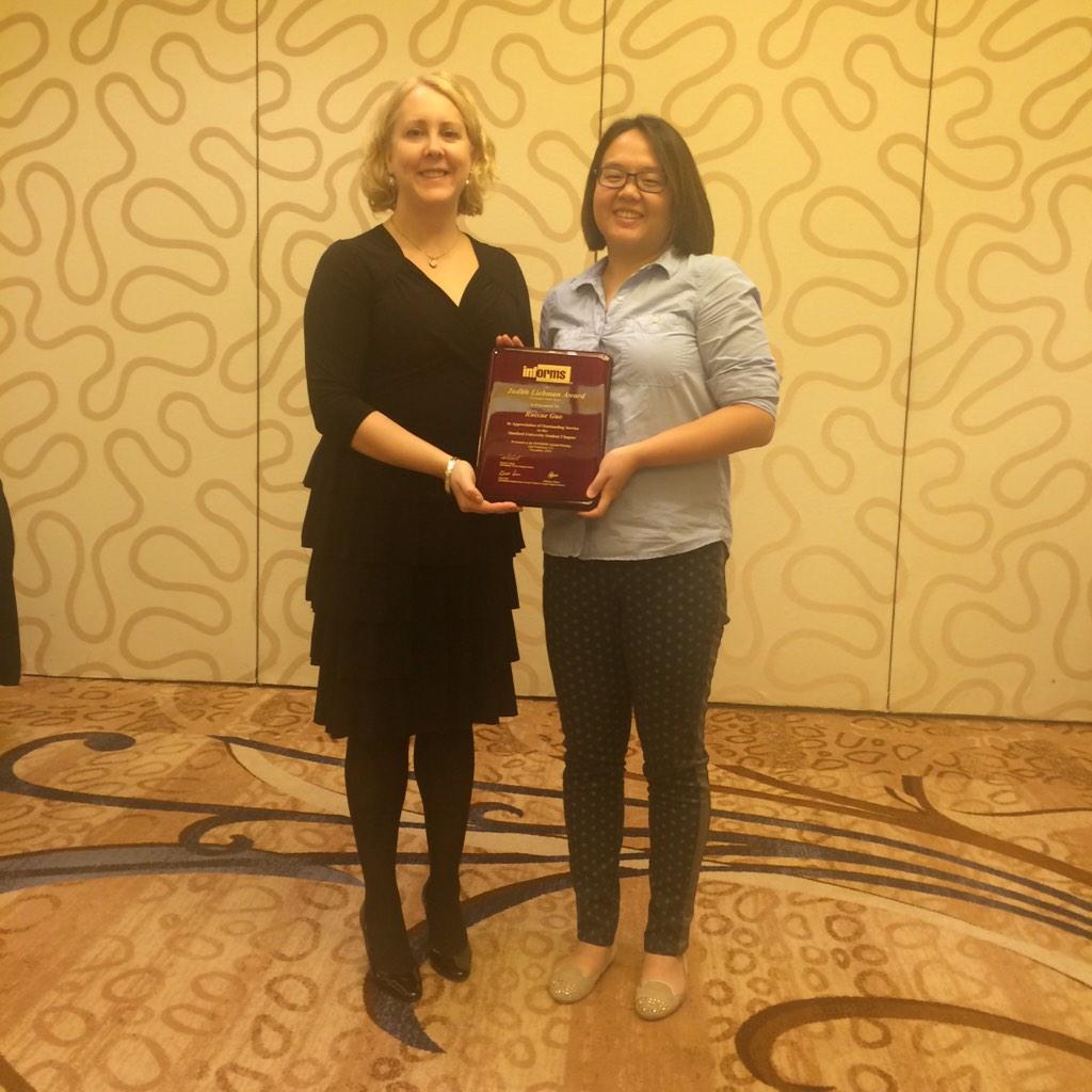 agrobins's tweet photo. Honored to present the @informs Liebman award to future @StanfordAlumni Ruixue Guo from @StanfordEng #informs2014 http://t.co/5n6YYIW1XQ