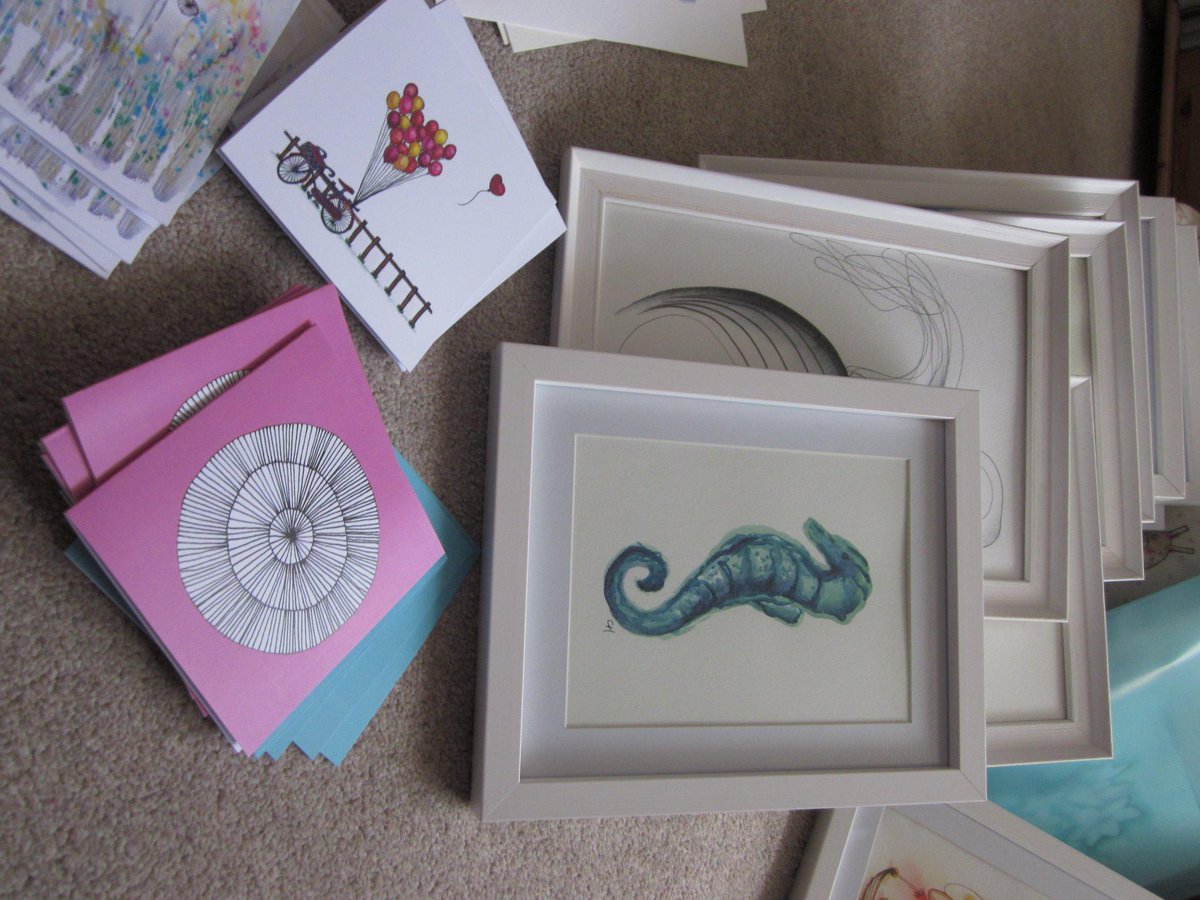 Preparing pieces to hang <a href="/BespokeMedway/">Bespoke Medway</a> on Saturday <a href="/SunPierHouse/">Sun Pier House</a> woop woop exciting! #creative #art #watercolours