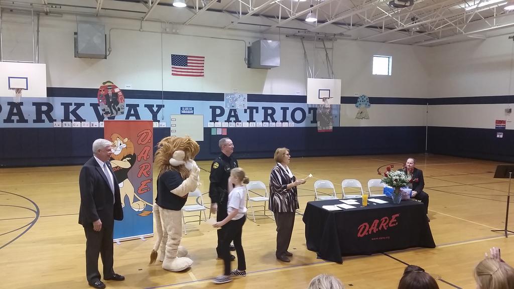 <a href="/ParkwayPatriots/">Parkway School</a> 5th grade students celebrate DARE graduation.