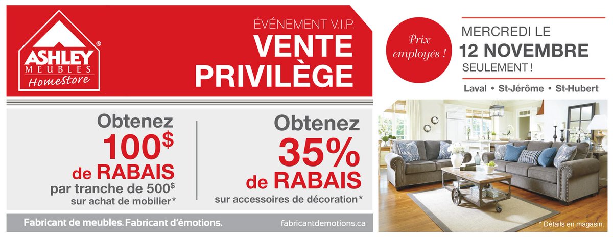 MeublesAshley's tweet photo. Aujourd'hui seulement! #promo #promotion #meubles #vip #économisez http://t.co/u5r6AVCKQO
