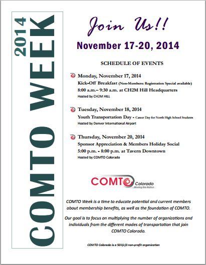 COMTO_HQ's tweet image. In Colorado? Well,@COMTO_Colorado will be kicking off COMTO Week with events for everyone! Check them out! #COMTOWeek
