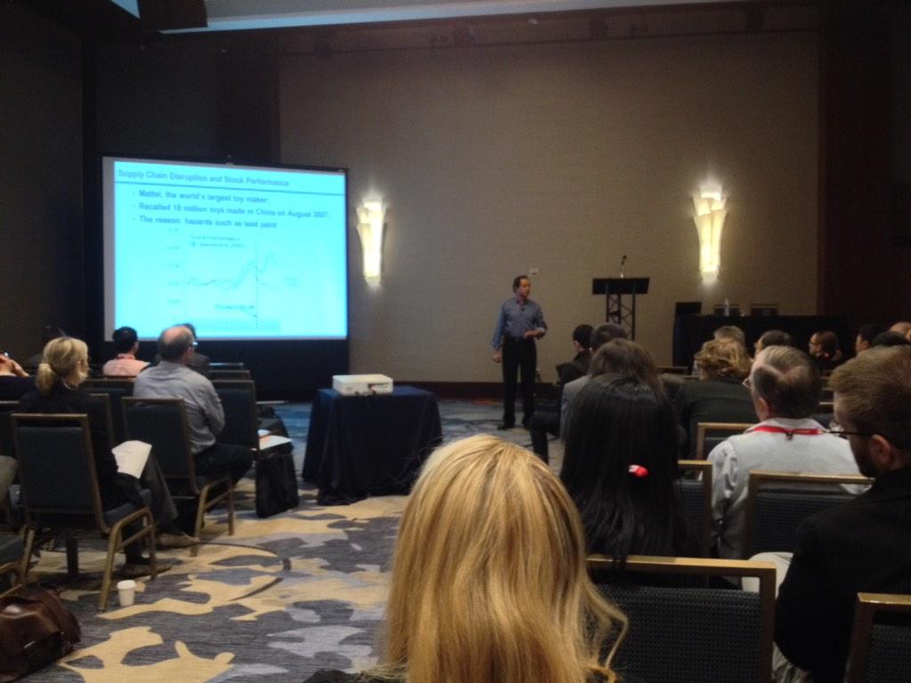 dirkvandenpoel's tweet photo. Dr. David Simchi-Levi delivers the Wagner Prize keynote at #informs2014 on hidden risks in Ford's supply chain http://t.co/iHmbf6iuN2
