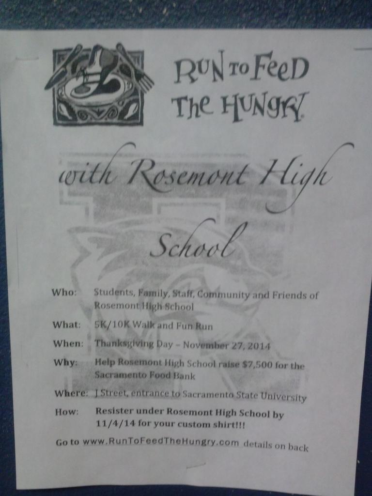 Rosemonthigh1's tweet photo. Run to feed the hunger at Rosemont high school comeing soon... http://t.co/17P30nvBqr