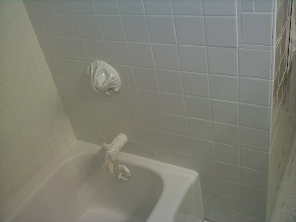 Tub and tile after we refinished them
