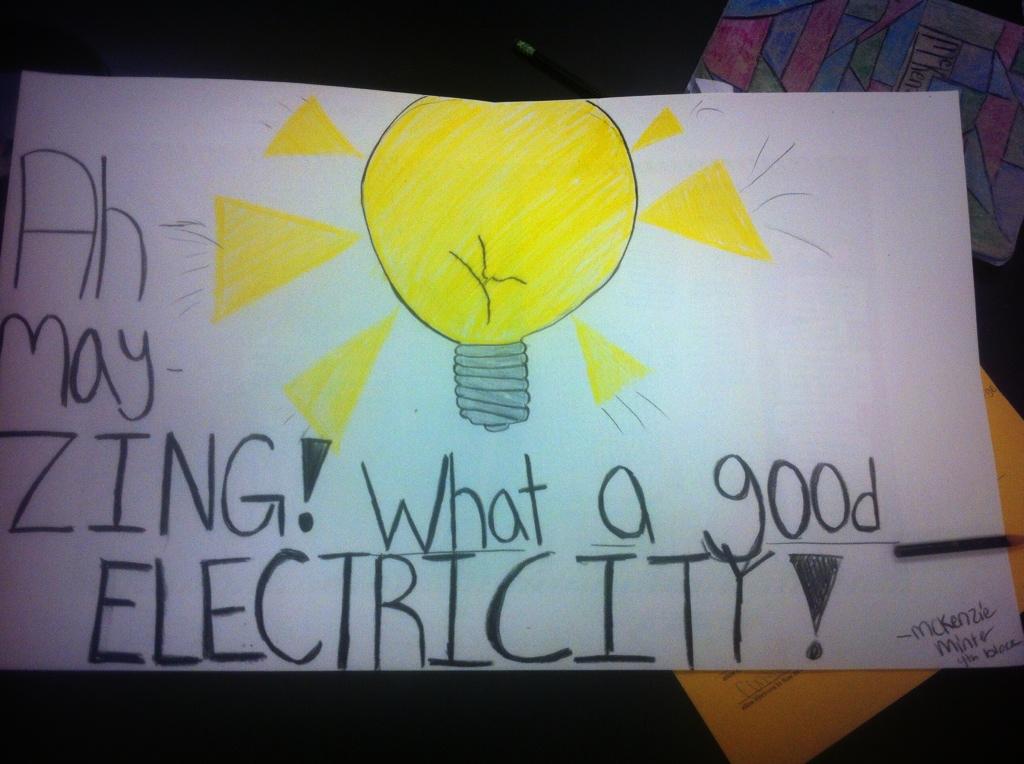 MadnessMckenzie's tweet photo. A @LukeIsNotSexy inspired electricity poster for physics. I'm not sure my teacher understands. http://t.co/zRTxQTxOJK