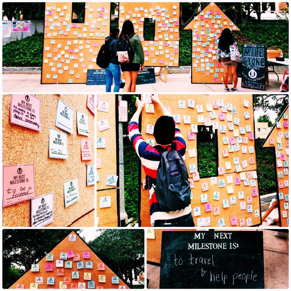 UCIrvine's tweet image. What&apos;s your next milestone? Stop by UP Lab&apos;s project &amp;amp; add yours. Ring Mall by Langson Library. 
#MilestoneProject