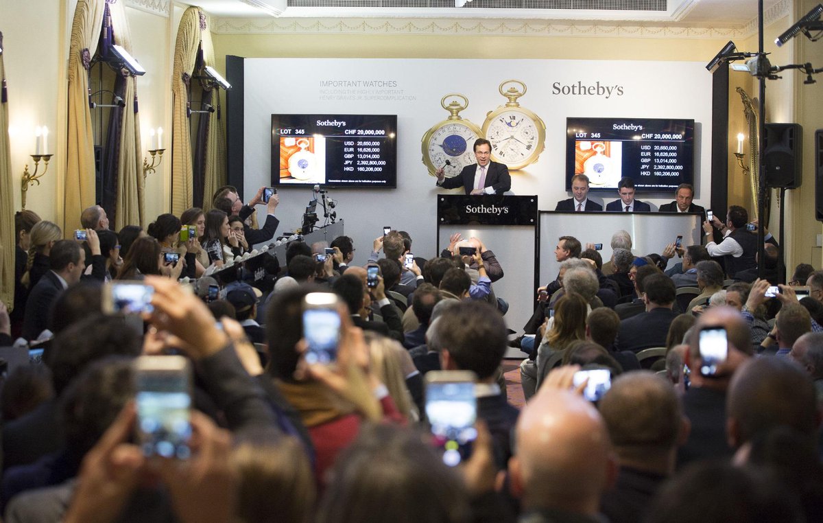 Sothebys's tweet photo. A look at the suspenseful 15 mins as bidders competed for The Henry Graves #Supercomplication: http://t.co/BpBEVjb4gG http://t.co/qNSyLejhLL
