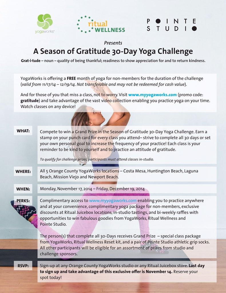 RitualWellness's tweet image. FREE #yoga - only 2 days left to reserve your spot! @YogaWorks #pointestudio #30DaysOfGratitude #Yogaworks