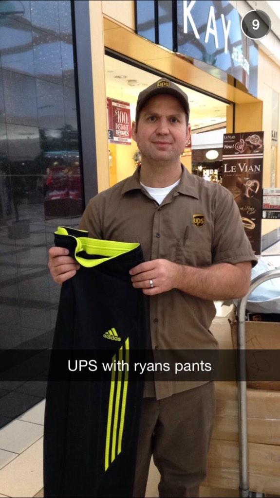 RyanAbrahamson's tweet photo. I tell @royce_jake that I left my pants at work and to hide them for me. And then I see this. http://t.co/9u7XXGsARC