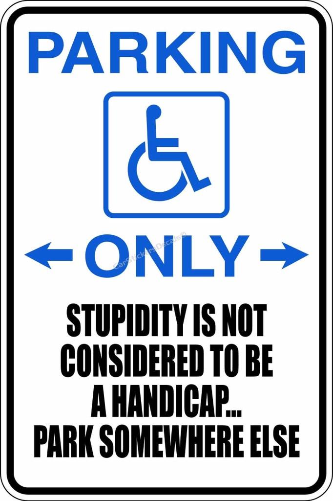 brooksp33's tweet photo. Blue kept parking in the handicap spot at the locker room so had to replace the sign with this! http://t.co/bv7OvYKwZB