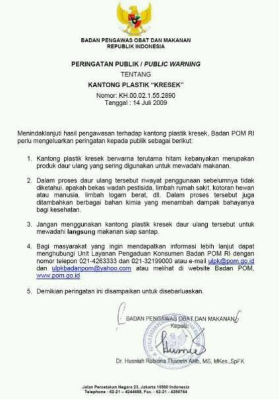 Shbtku silakan perhatikan pengumuman ttg kantong kresek, dan mari minimalisir menghasilkan sampah plastik