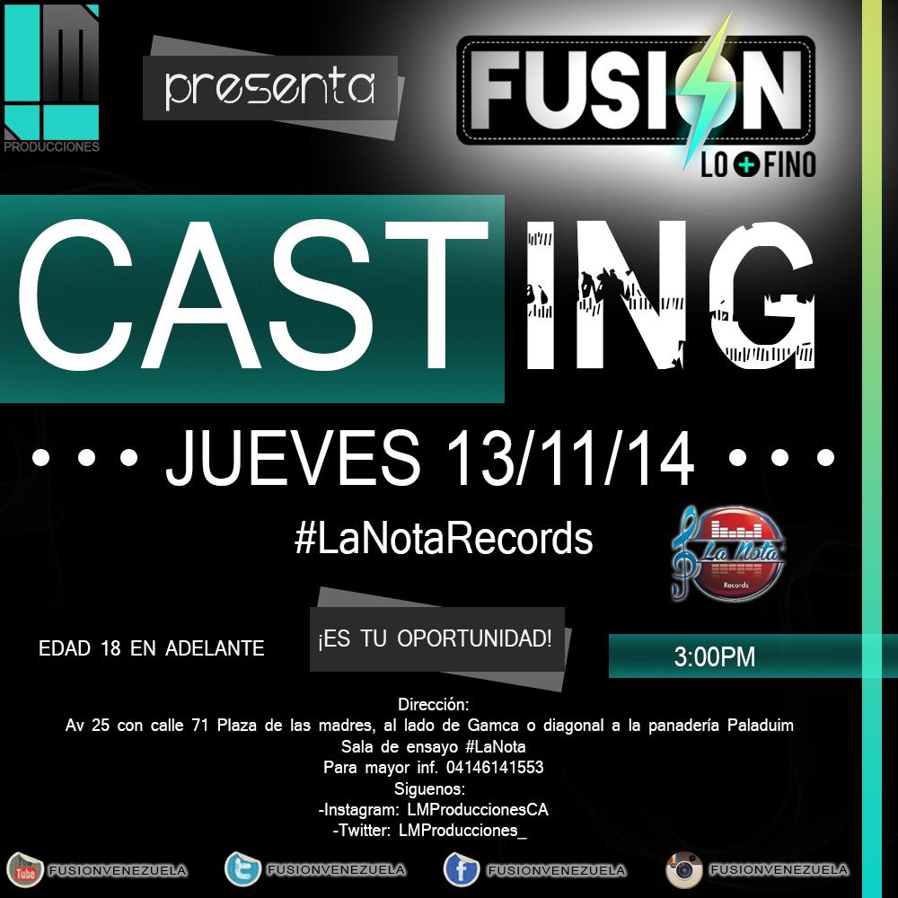 LuisMaRome_'s tweet photo. RECUERDALO!!! MAÑANA Casting para integrantes de la agrupación @FusionVenezuela a las 3:00PM en Studio #LaNota #RT!!! http://t.co/9GcowYoQ45
